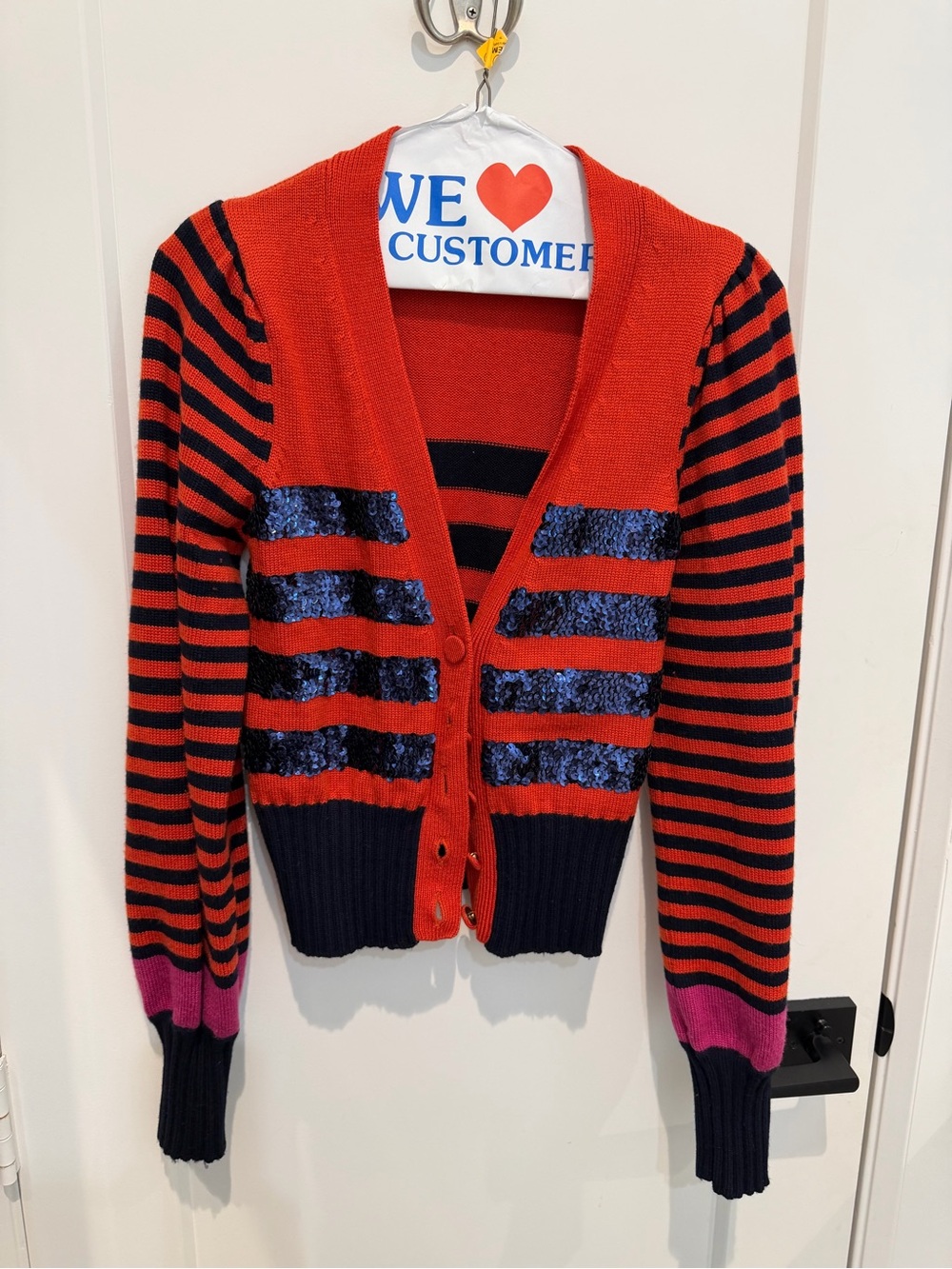 Marc By Marc Jacobs Striped Sequin Cardigan